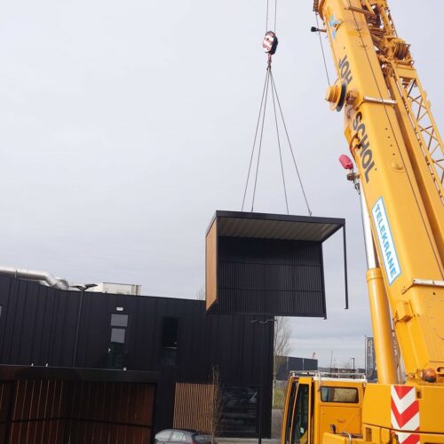 Afsluitbare fietsoverkapping Timber 35 Hijsen geprefabriceerde delen van fietsoverkapping van hout en staal